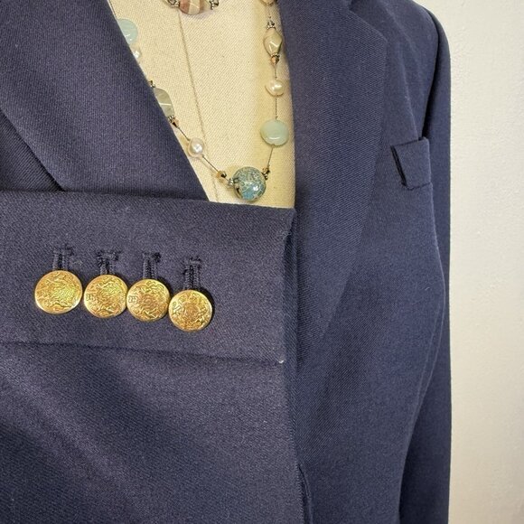 J. Crew Wool Blend Schoolboy Gold Buttons Blazer 10 Navy Blue Academia Preppy - Picture 10 of 13